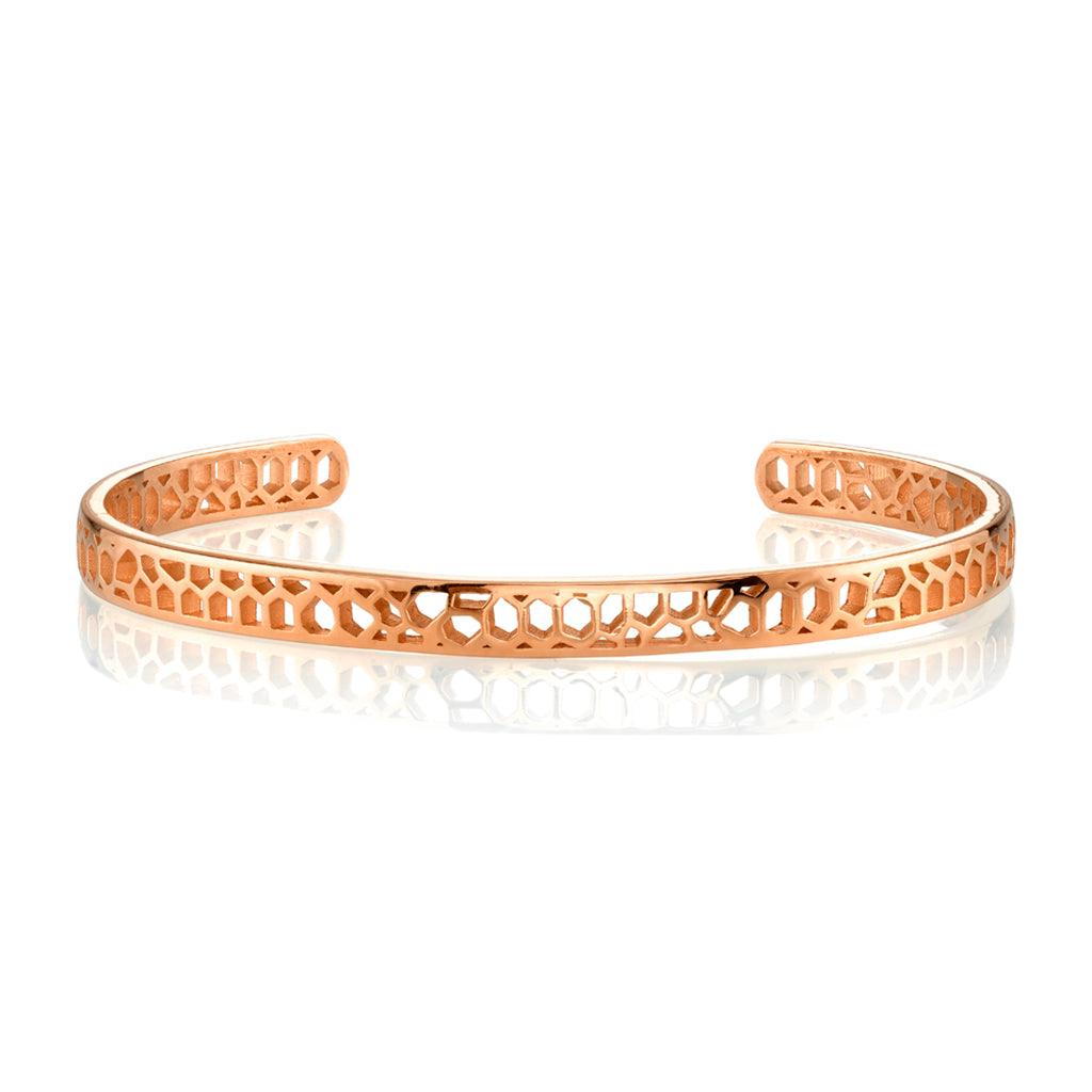 Marrow Fine Jewelry  Solid Gold Vintage Lace Milgrain Cuff Bracelet [Rose Gold]