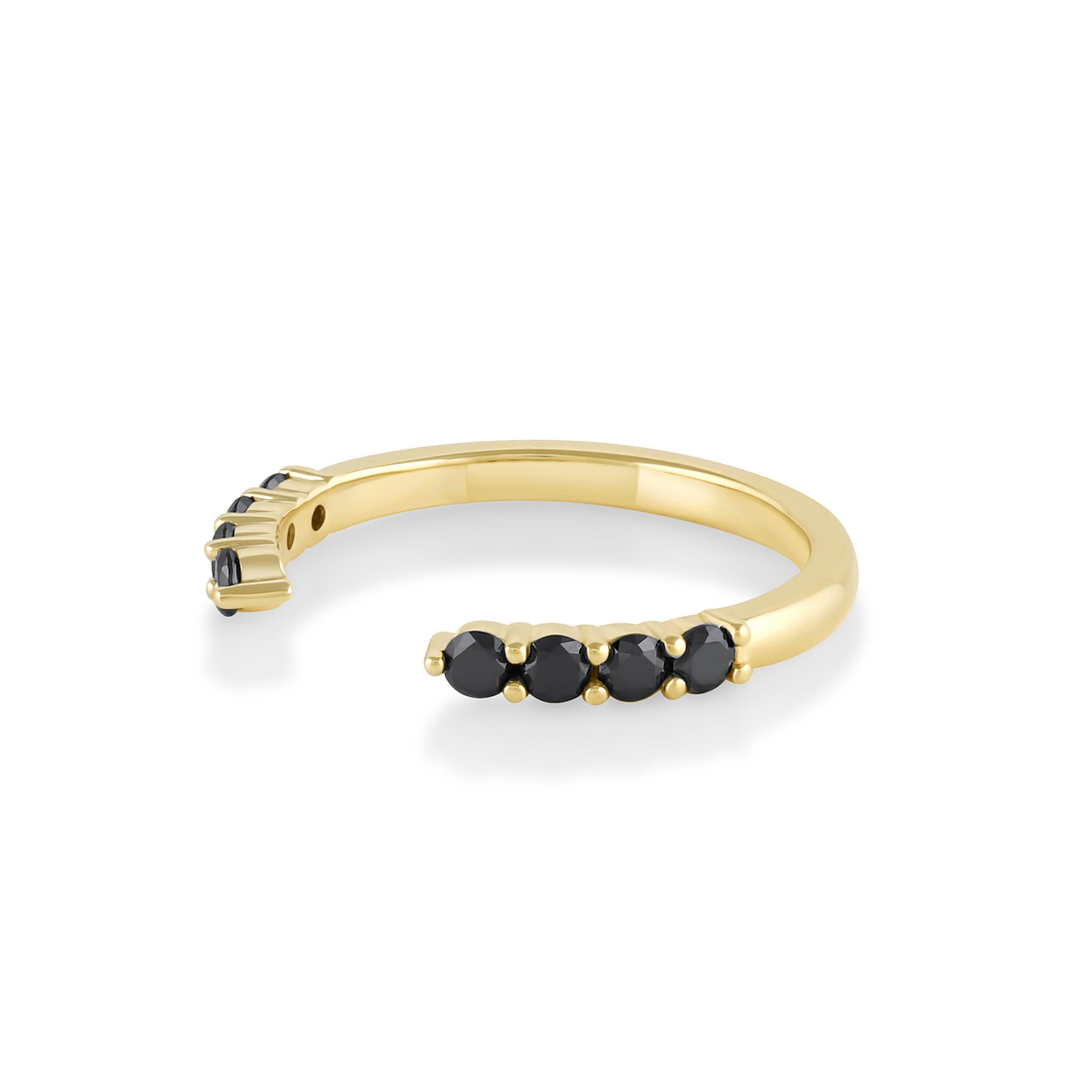 Marrow Fine Jewelry Black Diamond Cosmic Light Open Shank Band [Yellow Gold]