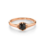 Marrow Fine Jewelry Black Diamond Rose Cut Buttercup Vintage Ring [Rose Gold]