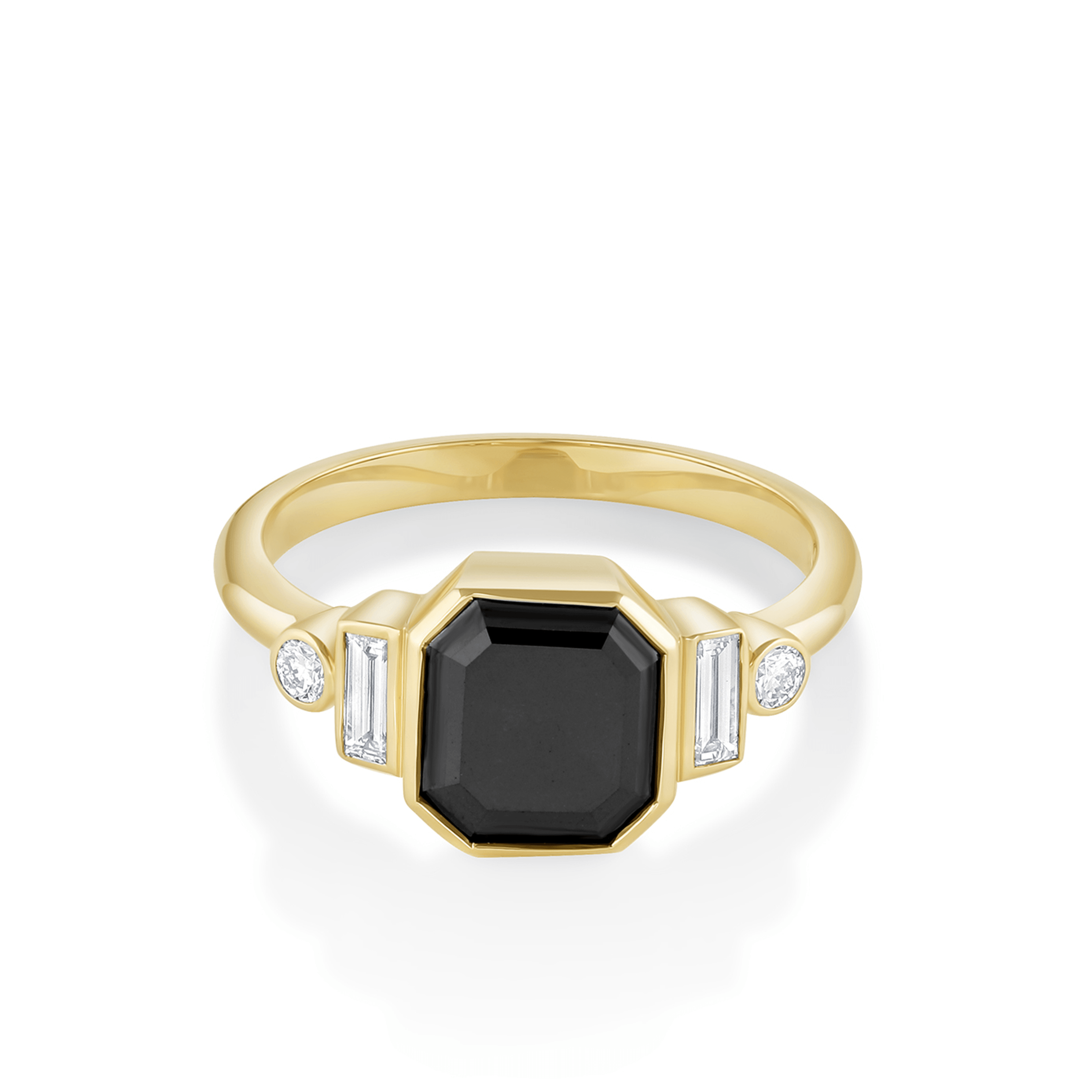 Black-Diamond-asscher-Engagement-Ring [YELLOW GOLD]