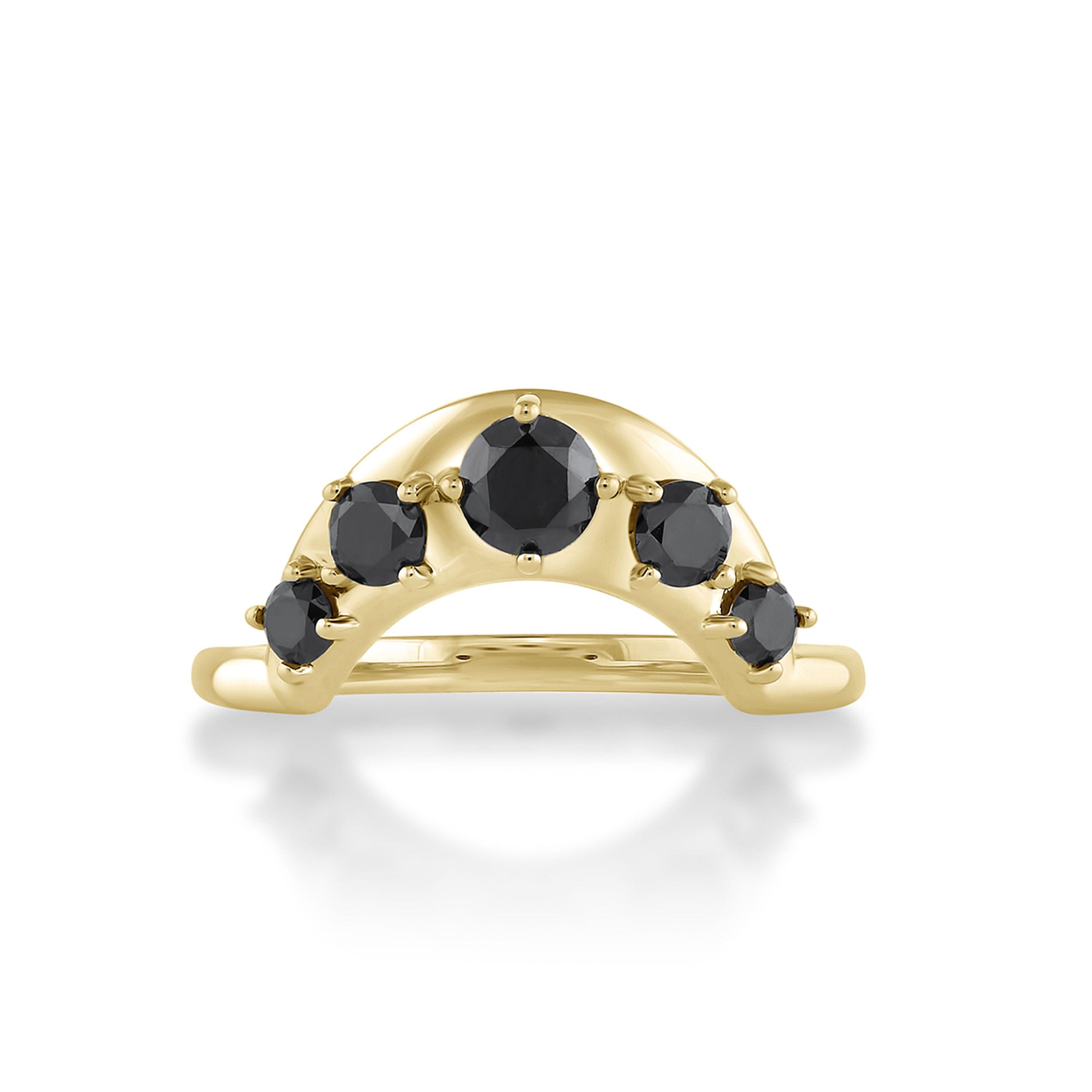 Marrow Fine Jewelry Black Diamond Crescendo Stacking Band [Yellow Gold]