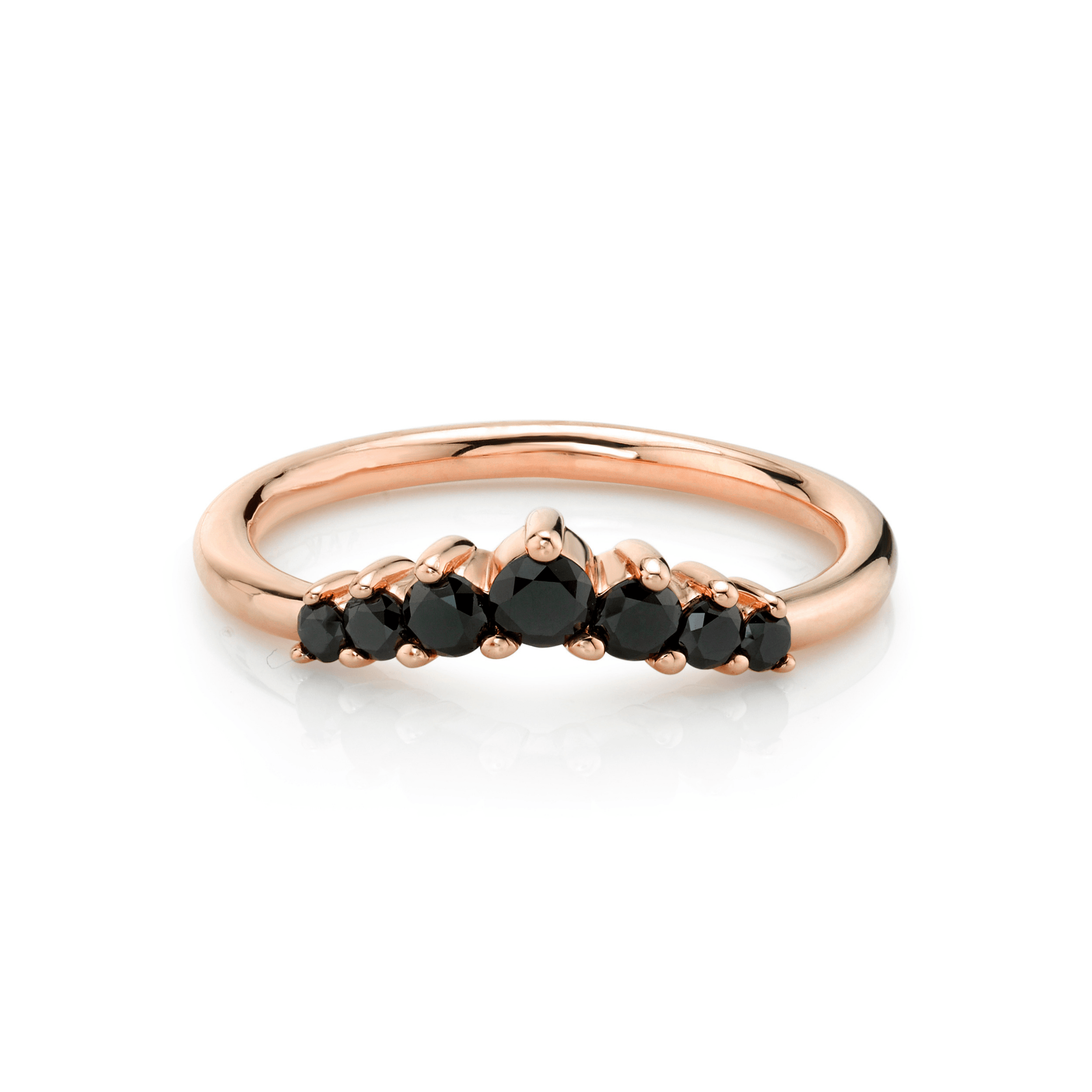 Marrow Fine Jewelry Black Diamond Seven Stones Stacking Ring  [Rose Gold]