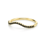 Marrow Fine Jewelry Black Diamond Pavé Wave Stacking Band Ring [Yellow Gold]