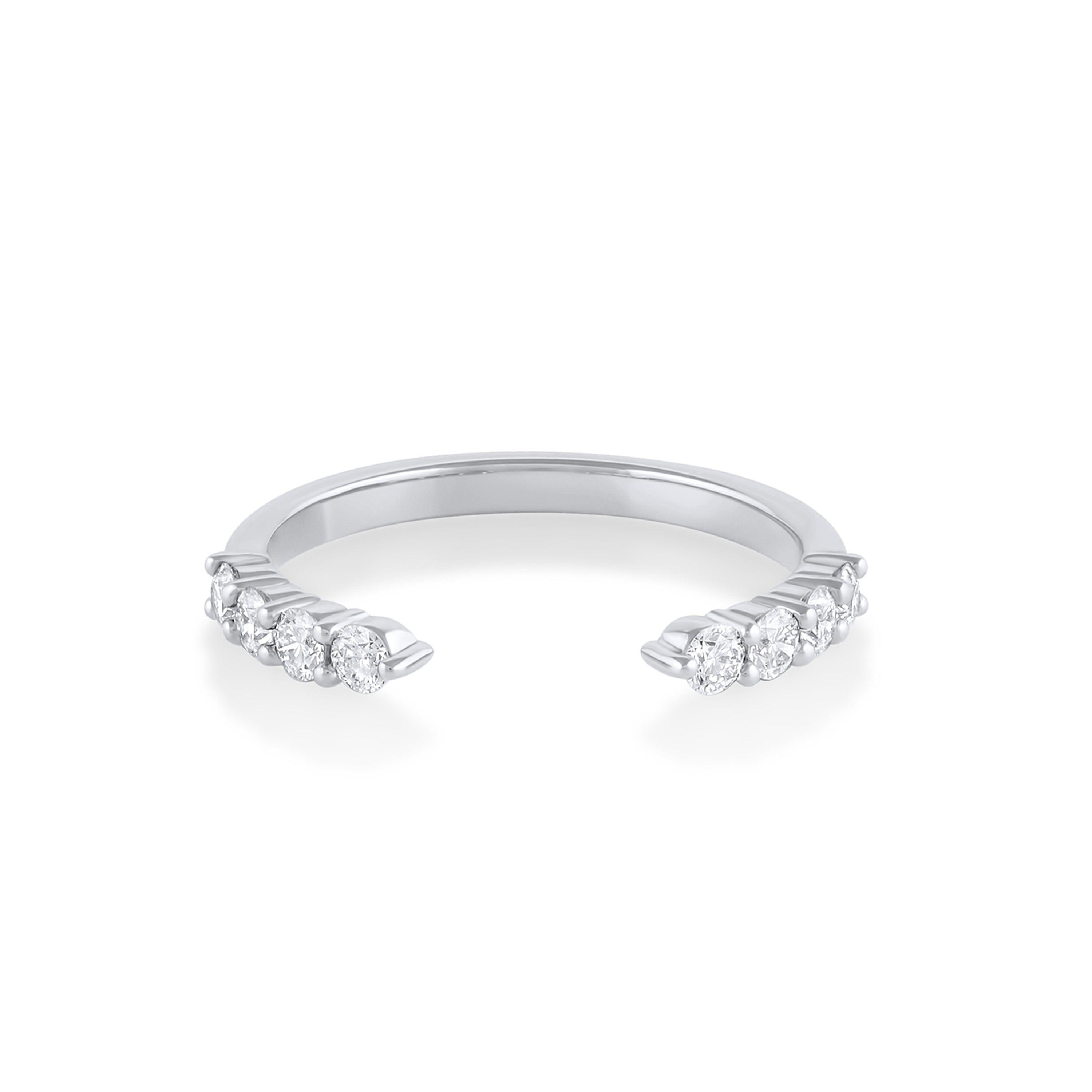 Marrow Fine Jewelry White Diamond Pavé Open Shank Wedding Stacking Band [White Gold]