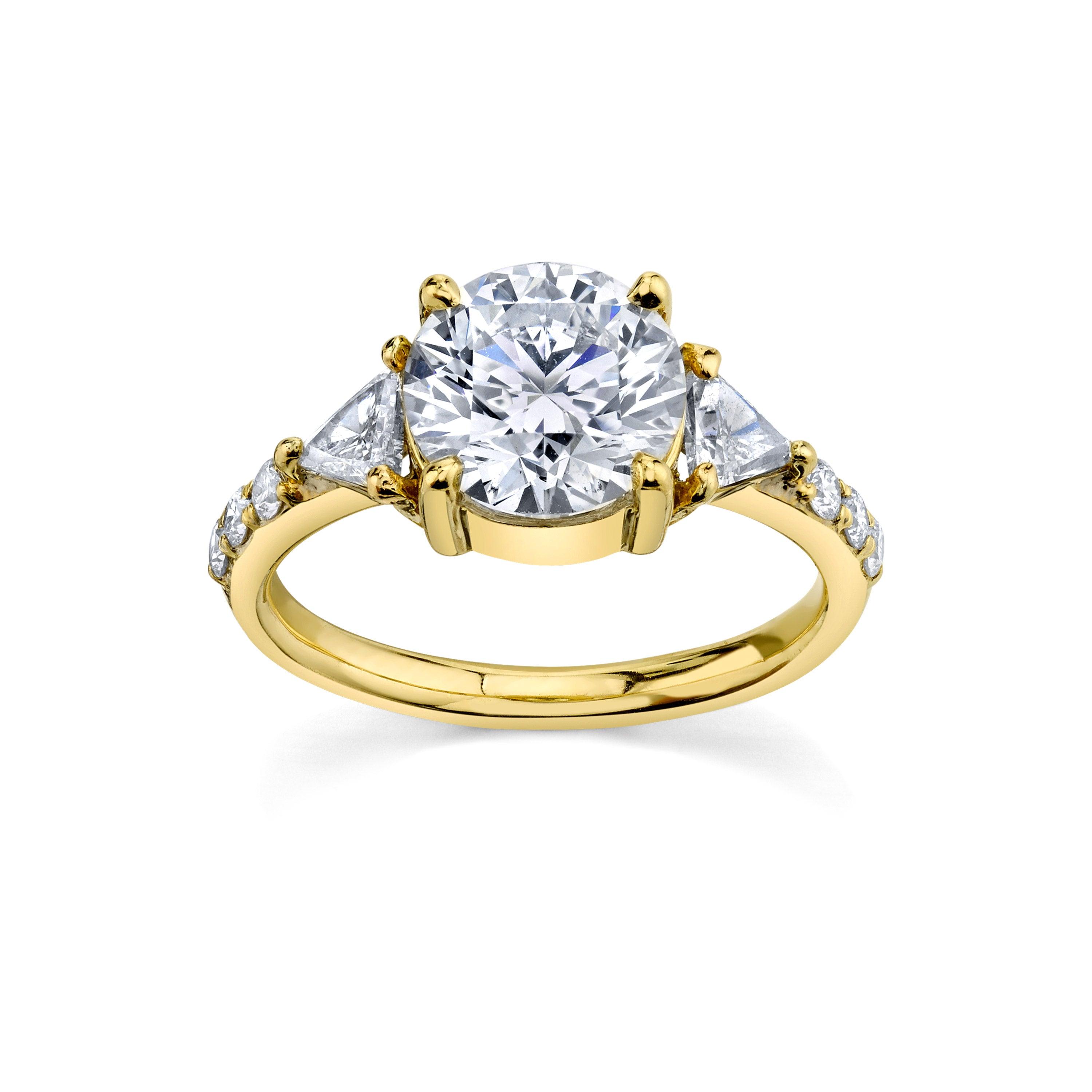 Marrow Fine Jewelry White Diamond Trillion Pave Engagement Ring [Yellow Gold]