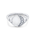 Marrow Fine Jewelry White Diamond Crescent Moon Phase Signet Ring [White Gold]