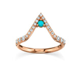 Marrow Fine Jewelry White Diamond Pavé And Turquoise Triangle Stacking Wedding Band [Rose Gold]