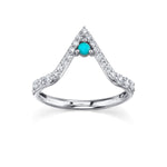 Marrow Fine Jewelry White Diamond Pavé And Turquoise Triangle Stacking Wedding Band [White Gold]