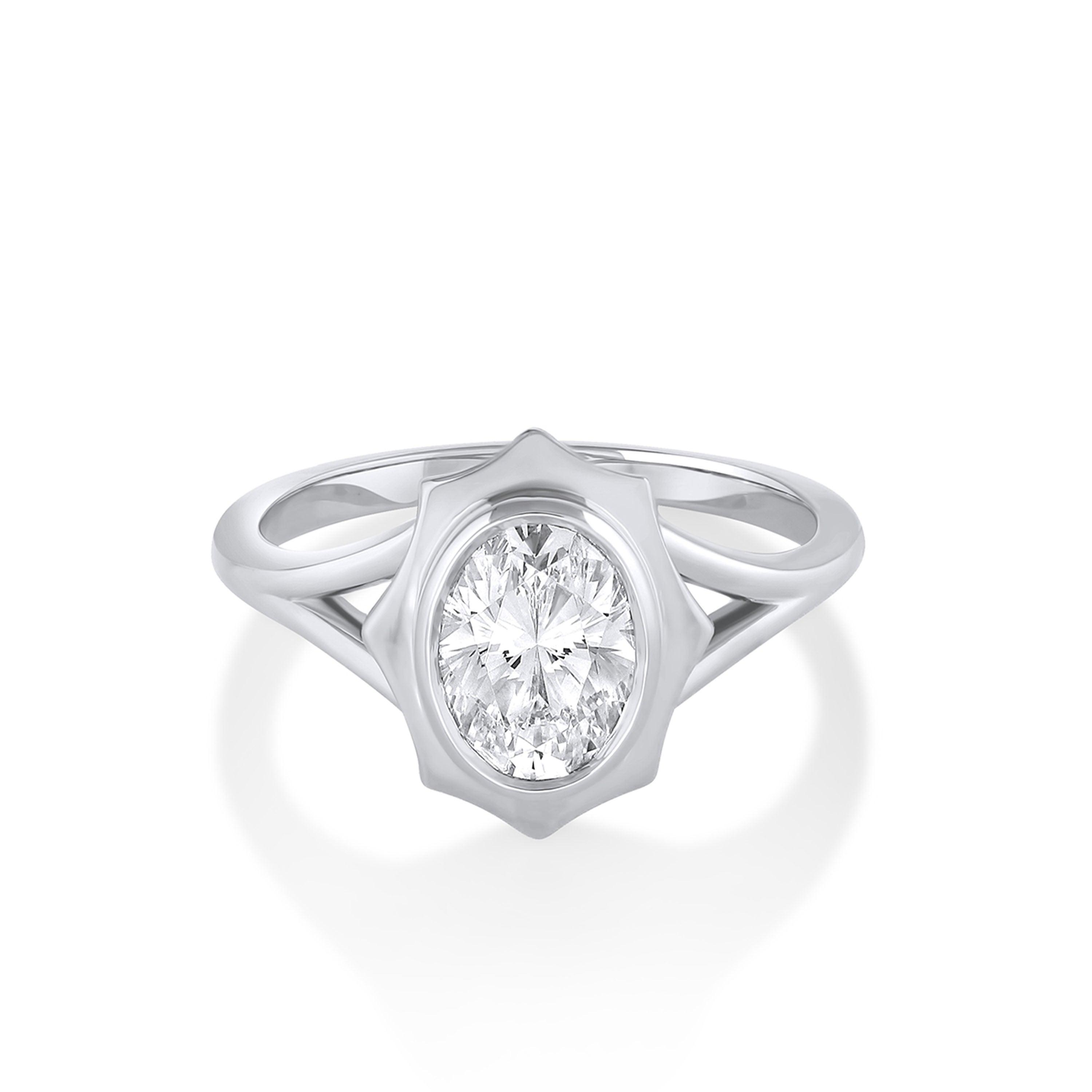 Marrow Fine Jewelry Eloise White Diamond Oval French Mirror Engagement Ring [White Gold]