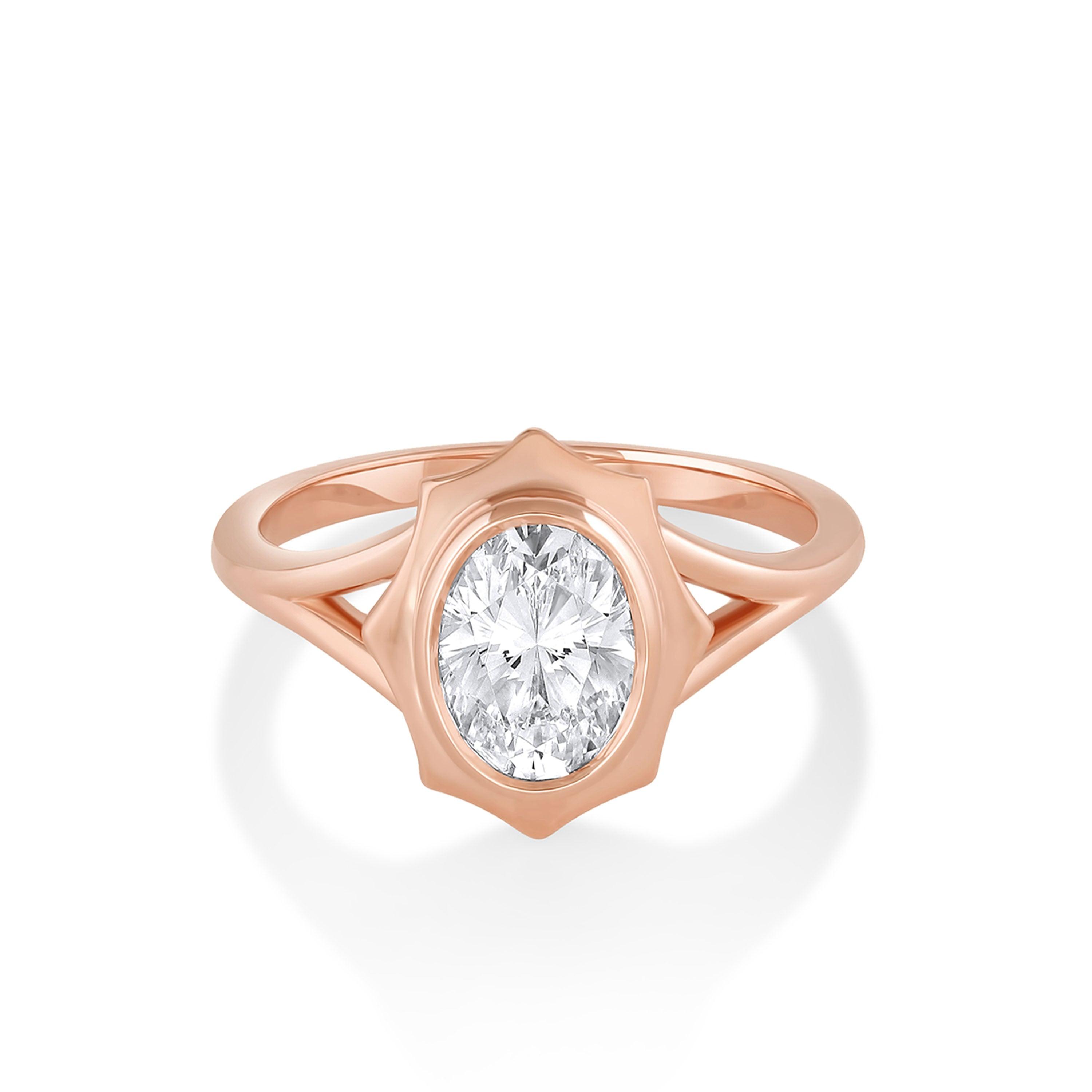 Marrow Fine Jewelry Eloise White Diamond Oval French Mirror Engagement Ring [Rose Gold]