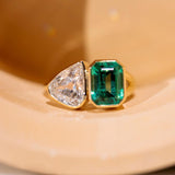 Antique Pear and Emerald Split Shank - Marrow Fine