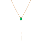 Marrow Fine Jewelry Emerald Oval Lariat Necklace [Rose Gold]