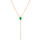 Marrow Fine Jewelry Emerald Oval Lariat Necklace [Rose Gold]