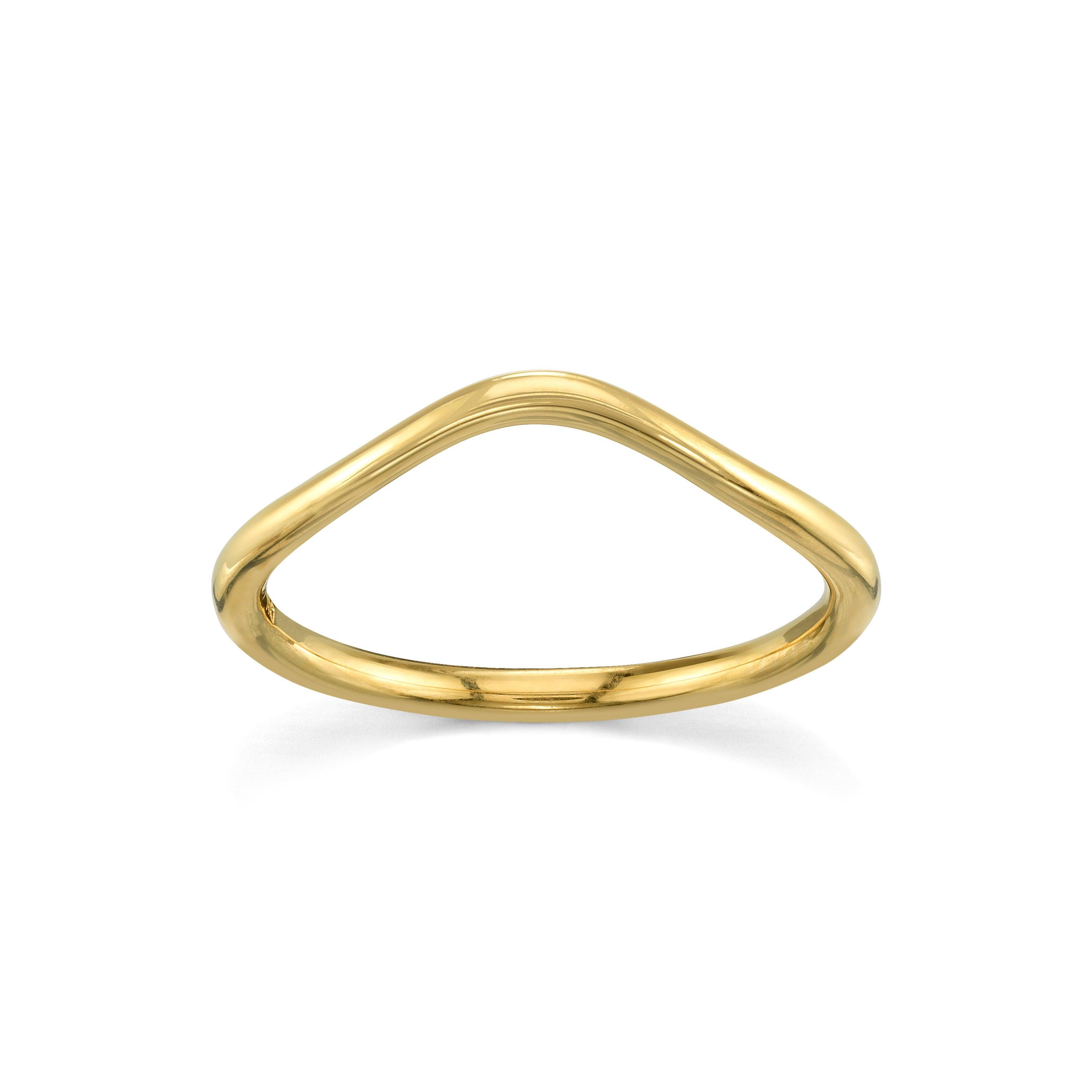 Marrow Fine Jewelry Dainty Everyday Wave Shaped Stacking Band Ring [Yellow Gold]