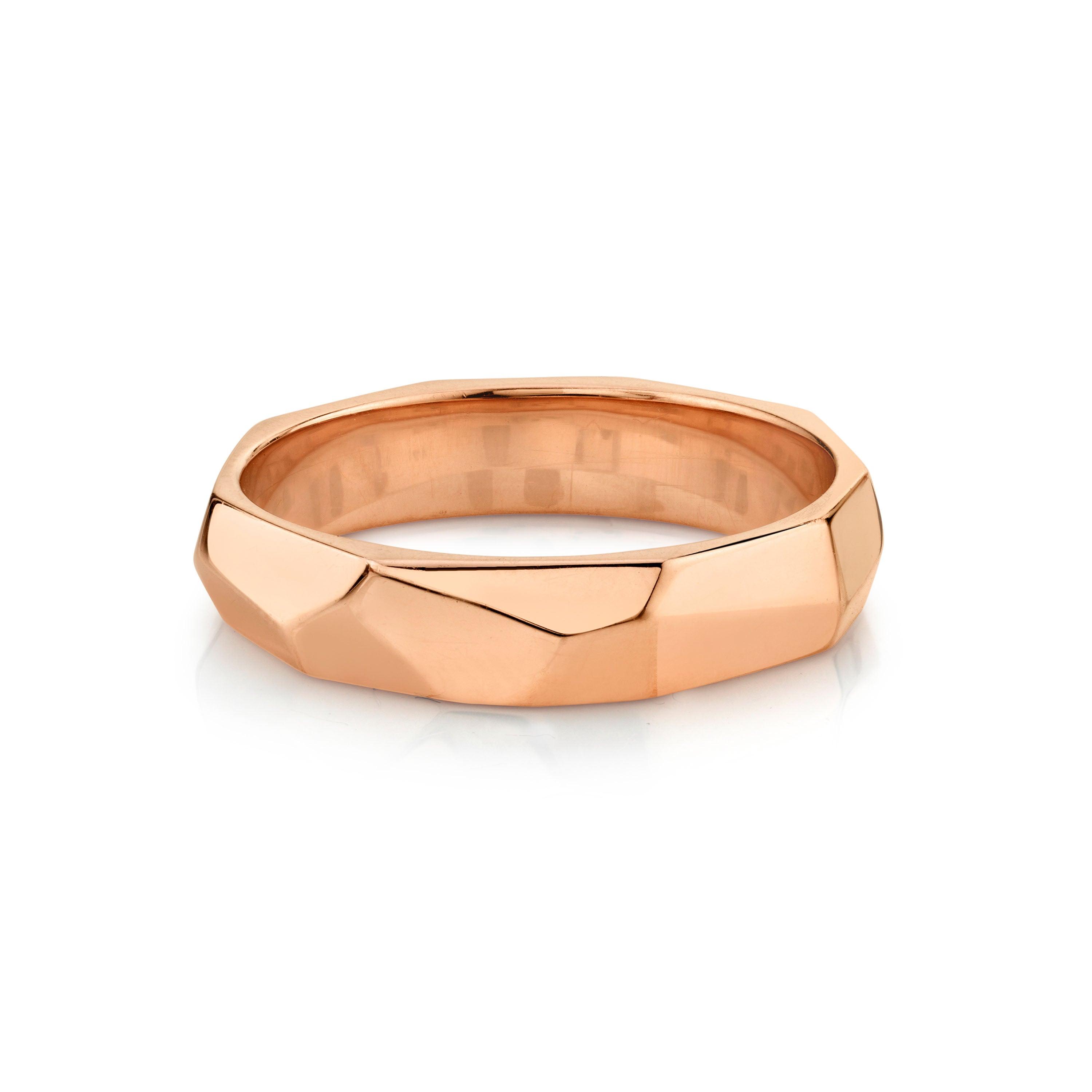 5mm Hand Carved Geo Band [Rose Gold]