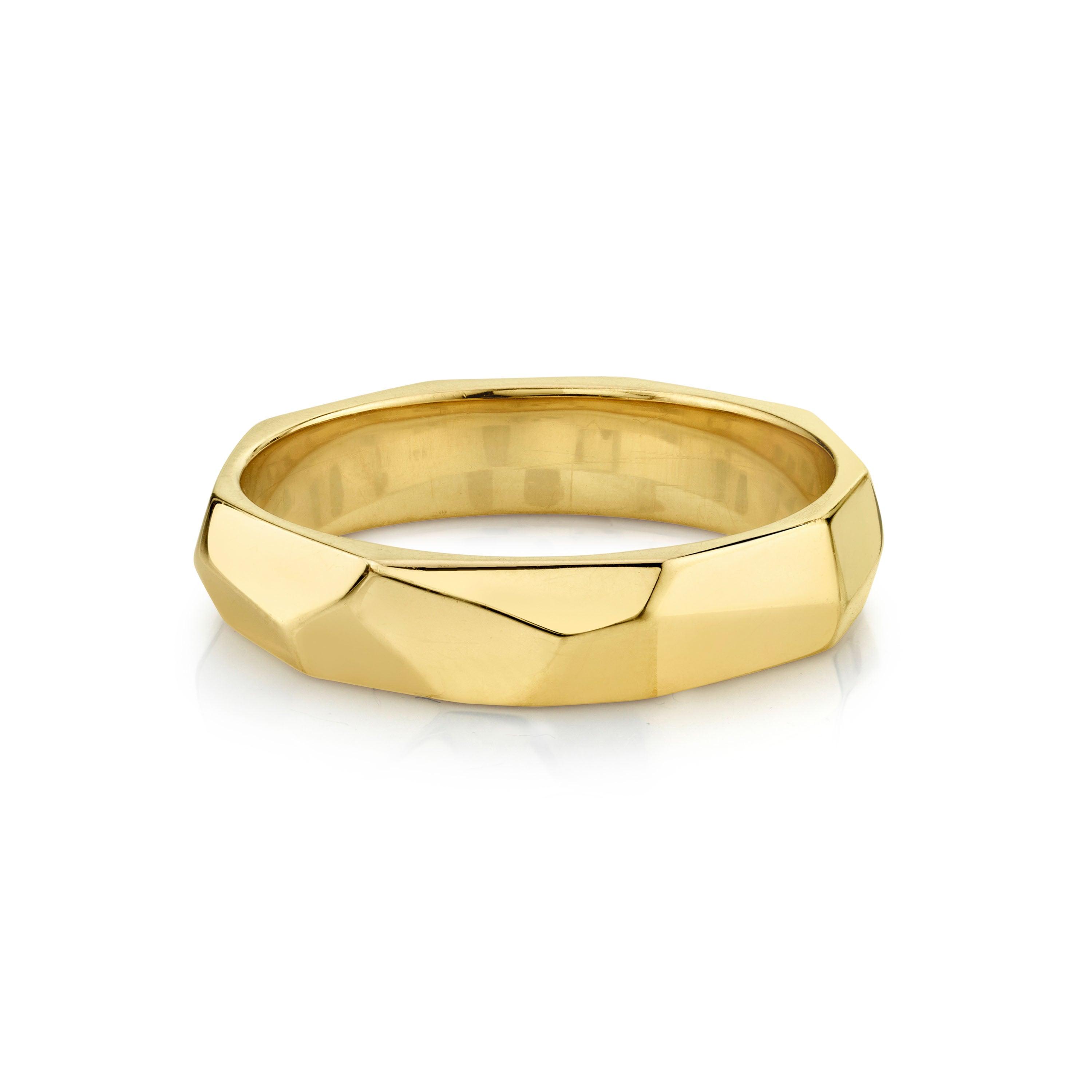 5mm Hand Carved Geo Band [Yellow Gold]