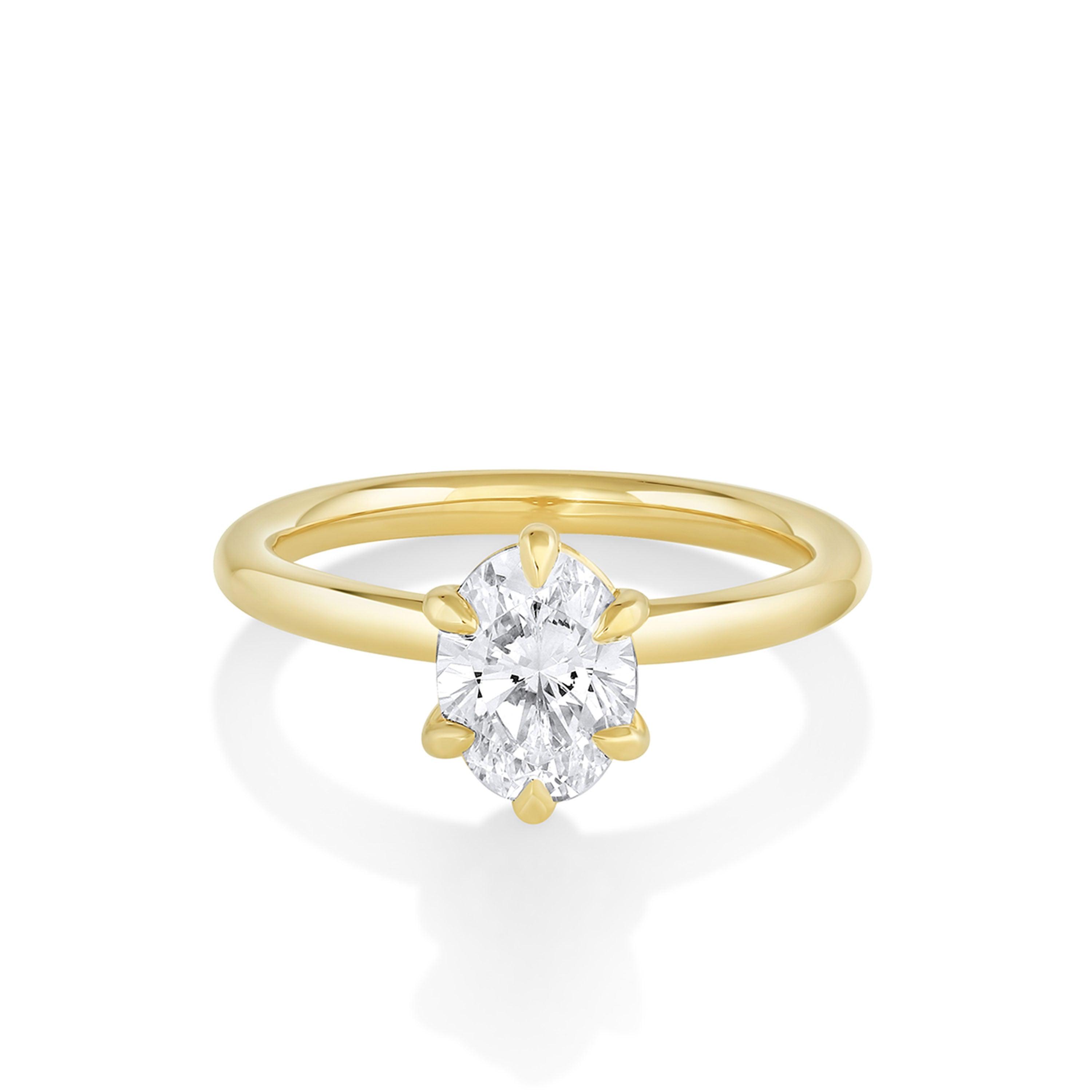 Marrow Fine Jewelry Flora White Diamond Oval Solitaire Engagement Ring [Yellow Gold]