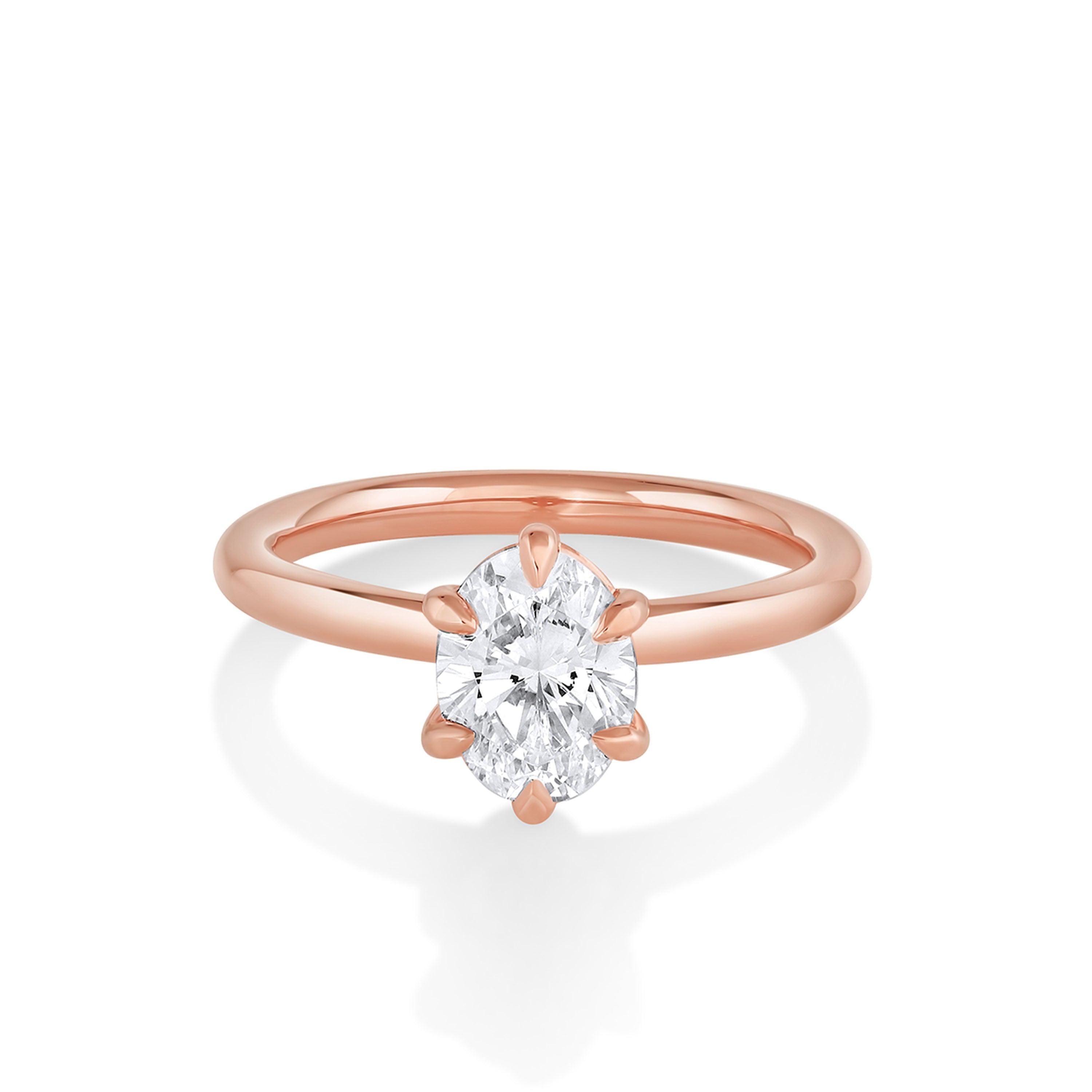 Marrow Fine Jewelry Flora White Diamond Oval Solitaire Engagement Ring [Rose Gold]