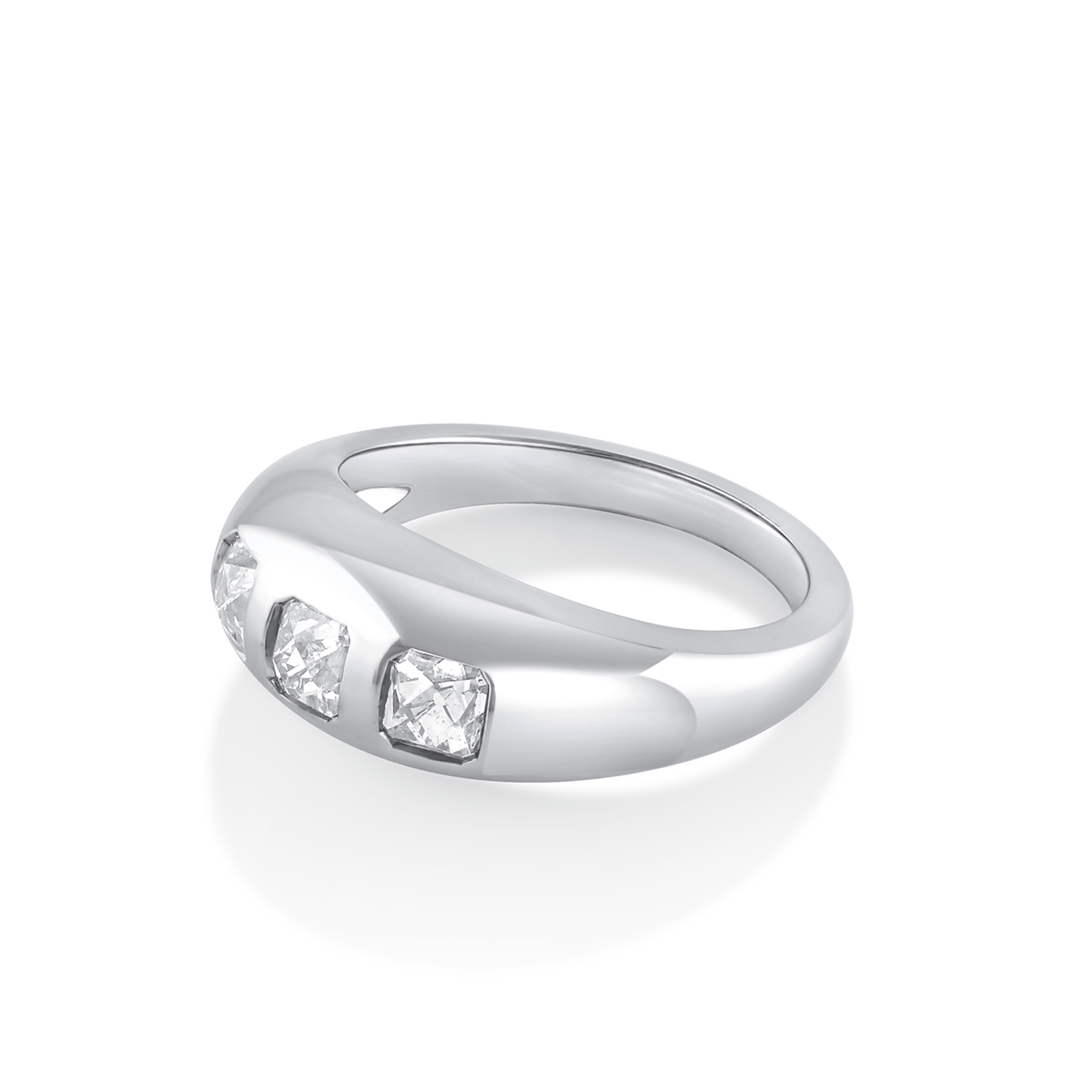 Marrow Fine Jewelry French Cut White Diamond Bombe Ring [White Gold]