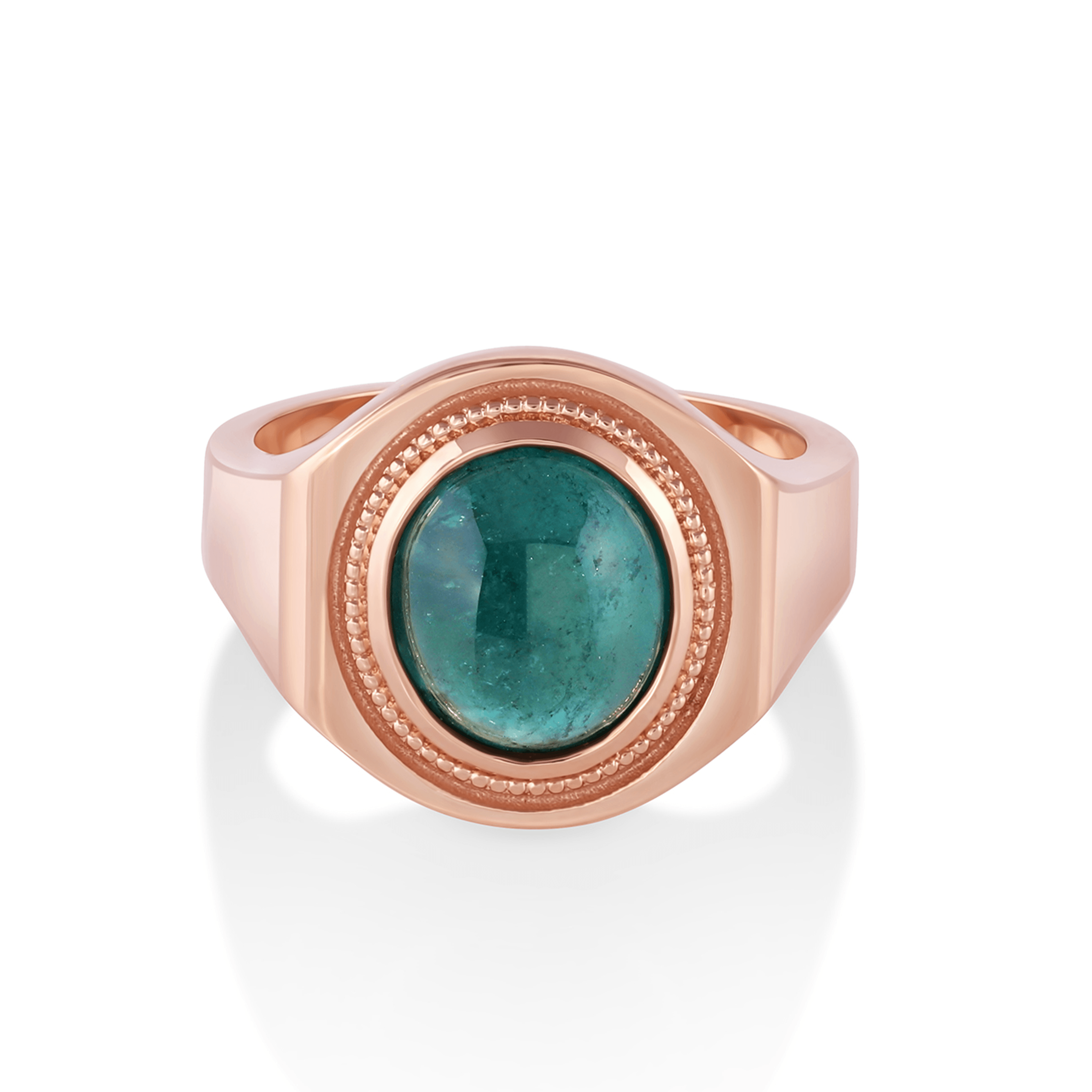 Marrow Fine Jewelry Sea Green Giannis Tourmaline Cobochon Signet Ring [Rose Gold]