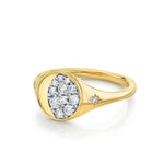 Marrow Fine Jewelry White Diamond Gibbous Moon Phase Signet Ring With Stars [Yellow Gold]