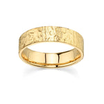 Marrow Fine Jewelry Hammered Metal Gold Men's Wedding Band with Burnished Birthstone Inside [Yellow Gold]