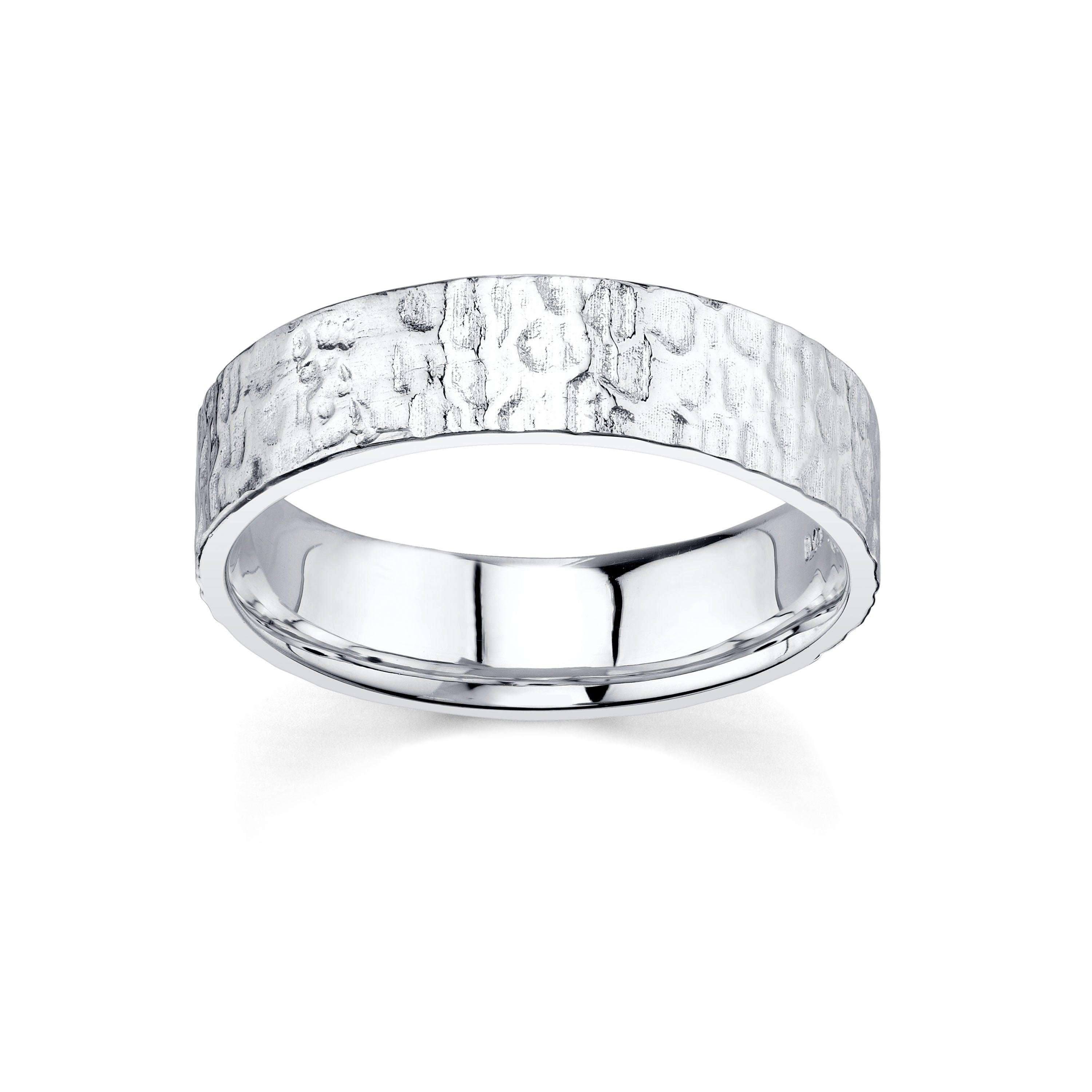 Hammered Men's Band [White Gold]