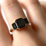 2.07ct Black Diamond Asscher & Tourmaline Baguette Ring - Marrow Fine