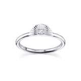 Marrow Fine Dainty Solid Gold Illuminaton Art Deco Arch Stacking Ring With White Diamond Accent [White Gold]