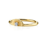 Marrow Fine Dainty Solid Gold Illuminaton Art Deco Arch Stacking Ring With White Diamond Accent [Yellow Gold]