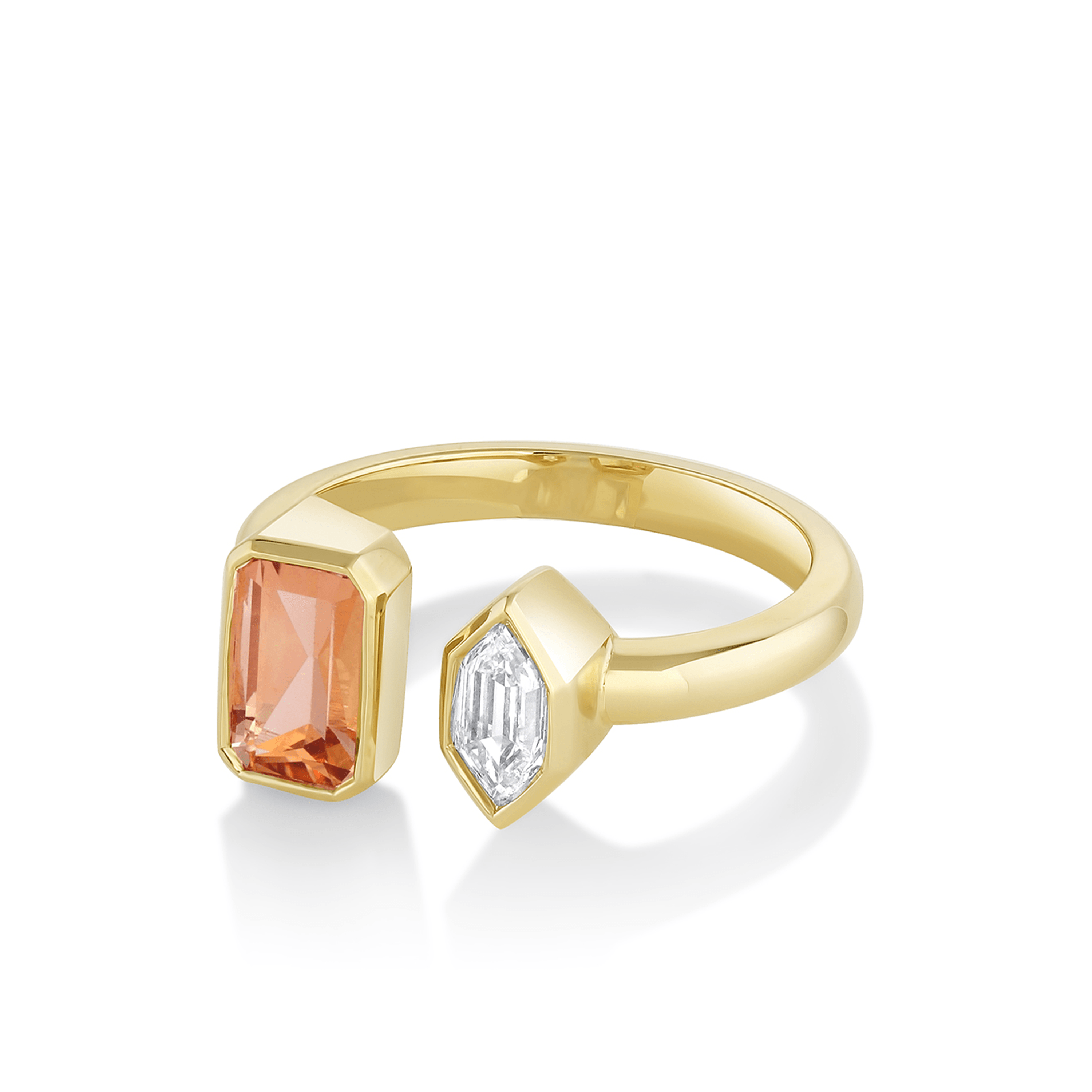 Marrow Fine Jewelry Imperial Topaz And White Diamond Bullet Ring [Yellow Gold]