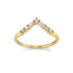 Marrow Fine Jewelry White Diamond Baguette And Rounds Triangle Stacking Wedding Band [Yellow Gold]