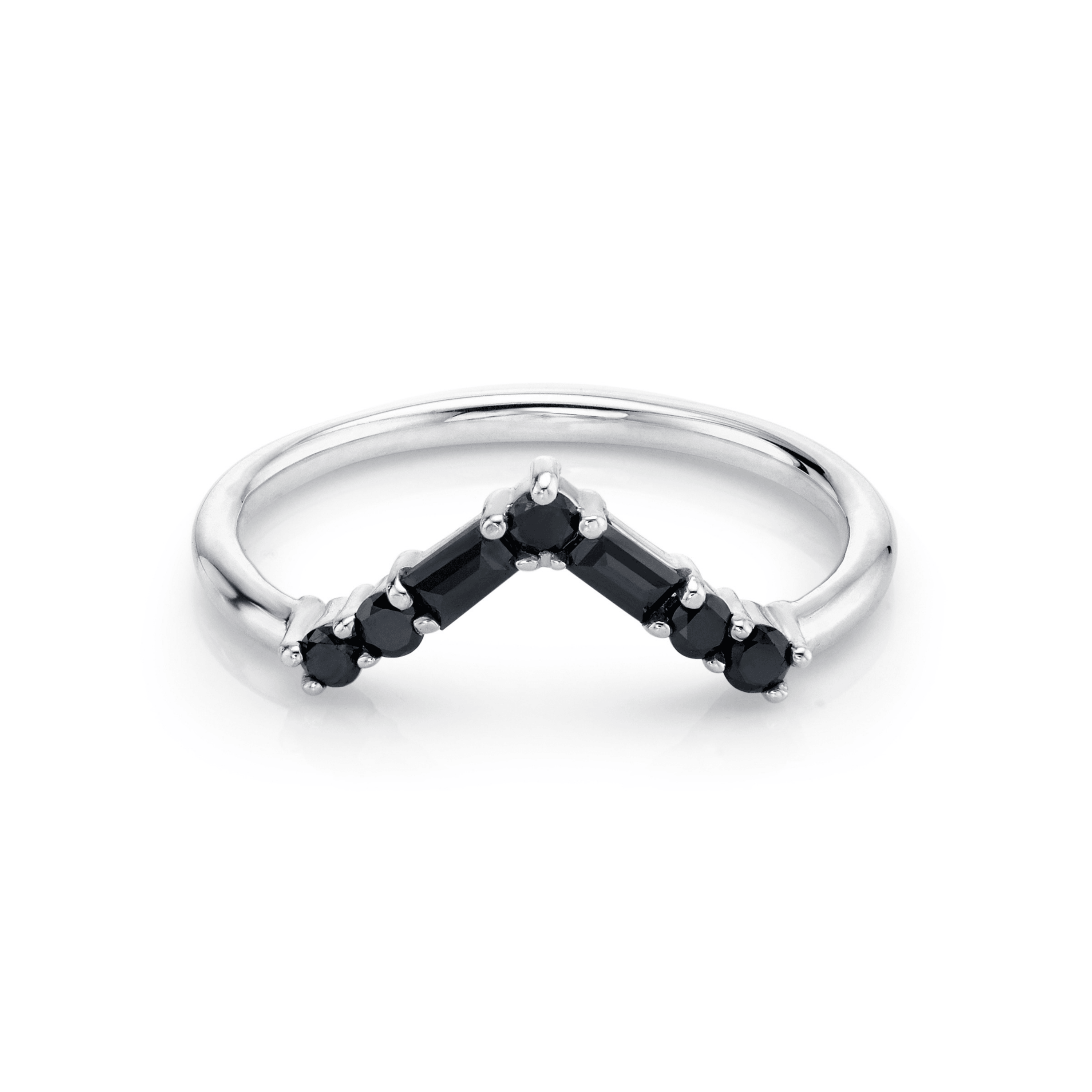 Marrow Fine Jewelry Black Diamond Triangle Stacking Band [White Gold]