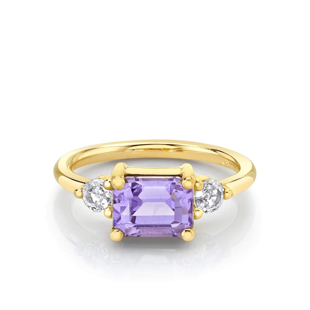 Marrow Fine Jewelry Three-Stone Lavender Sapphire Ring [Yellow Gold]