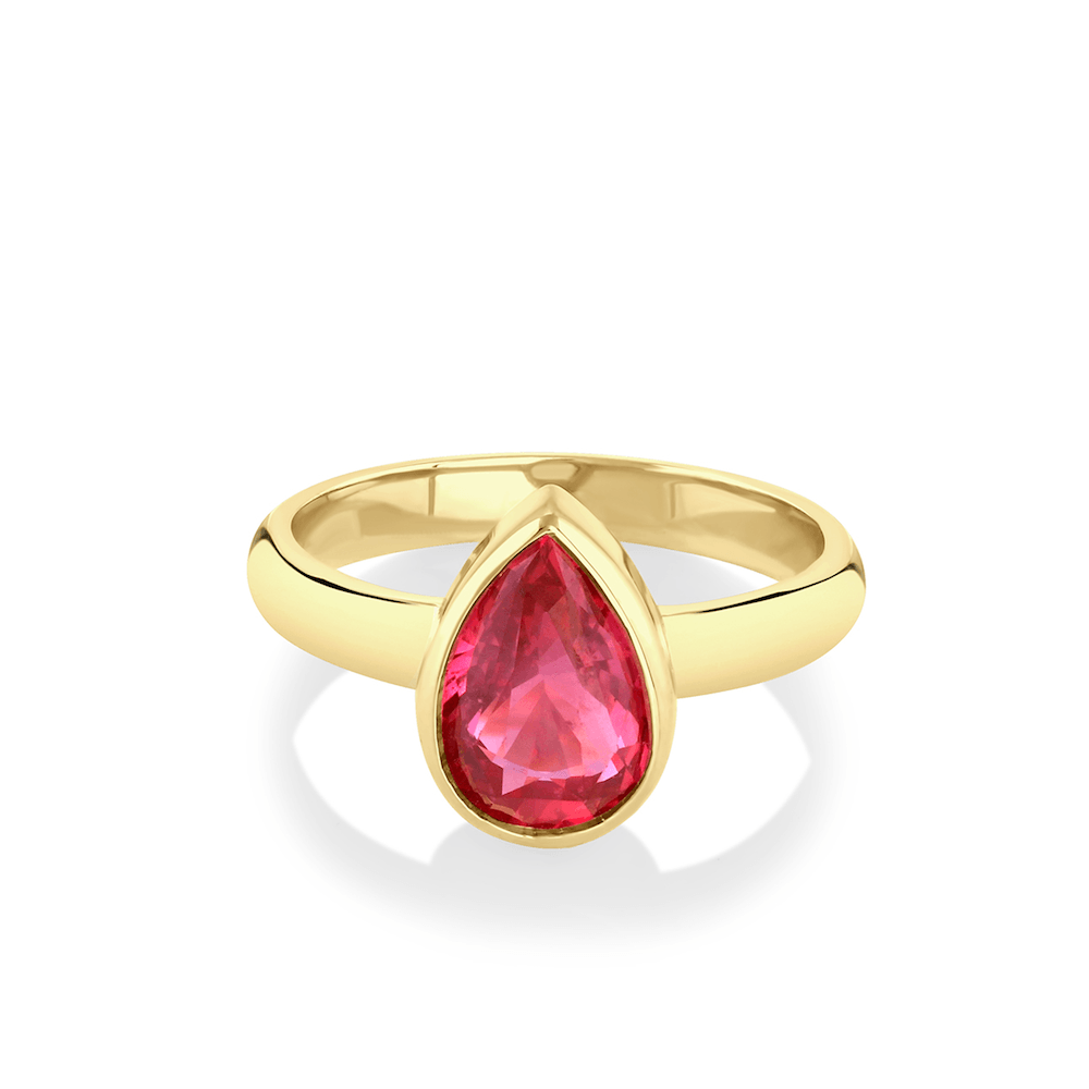 Marrow Fine Jewelry Ruby Pear Bezel Ring [Yellow Gold]