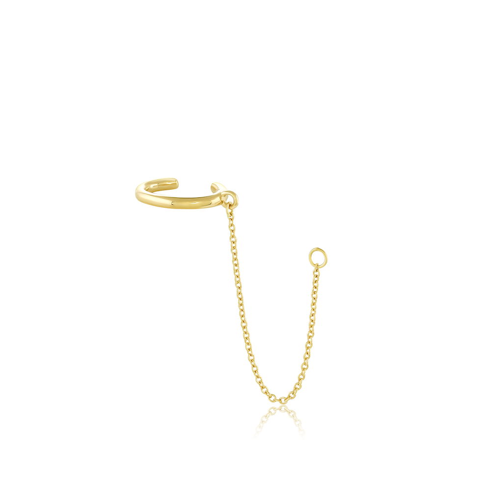 Marrow Fine Jewelry Solid Gold Everyday Ear Cuff And Chain [Yellow Gold]