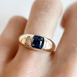 1.58ct Blue Sapphire & White Cadillac Diamond Bombe Ring - Marrow Fine