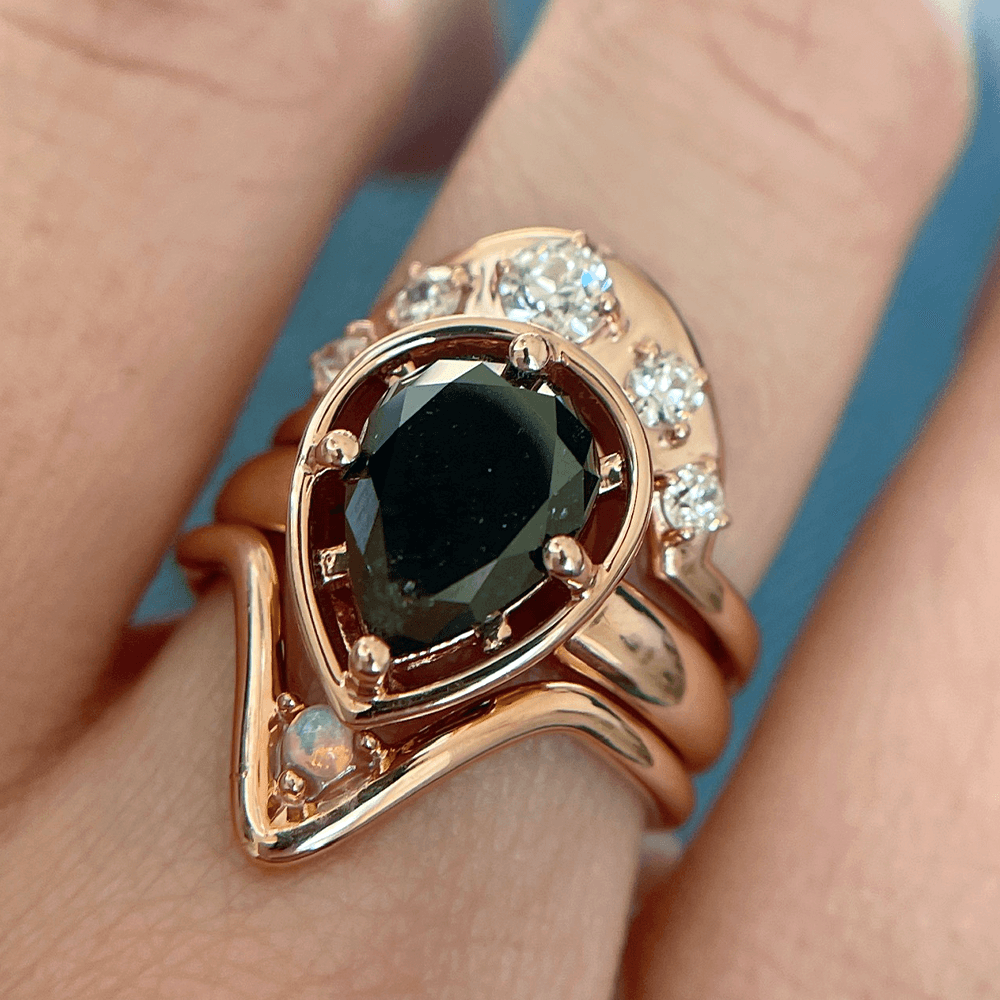 3.10ct Black Diamond Pear Georgia Ring - Marrow Fine