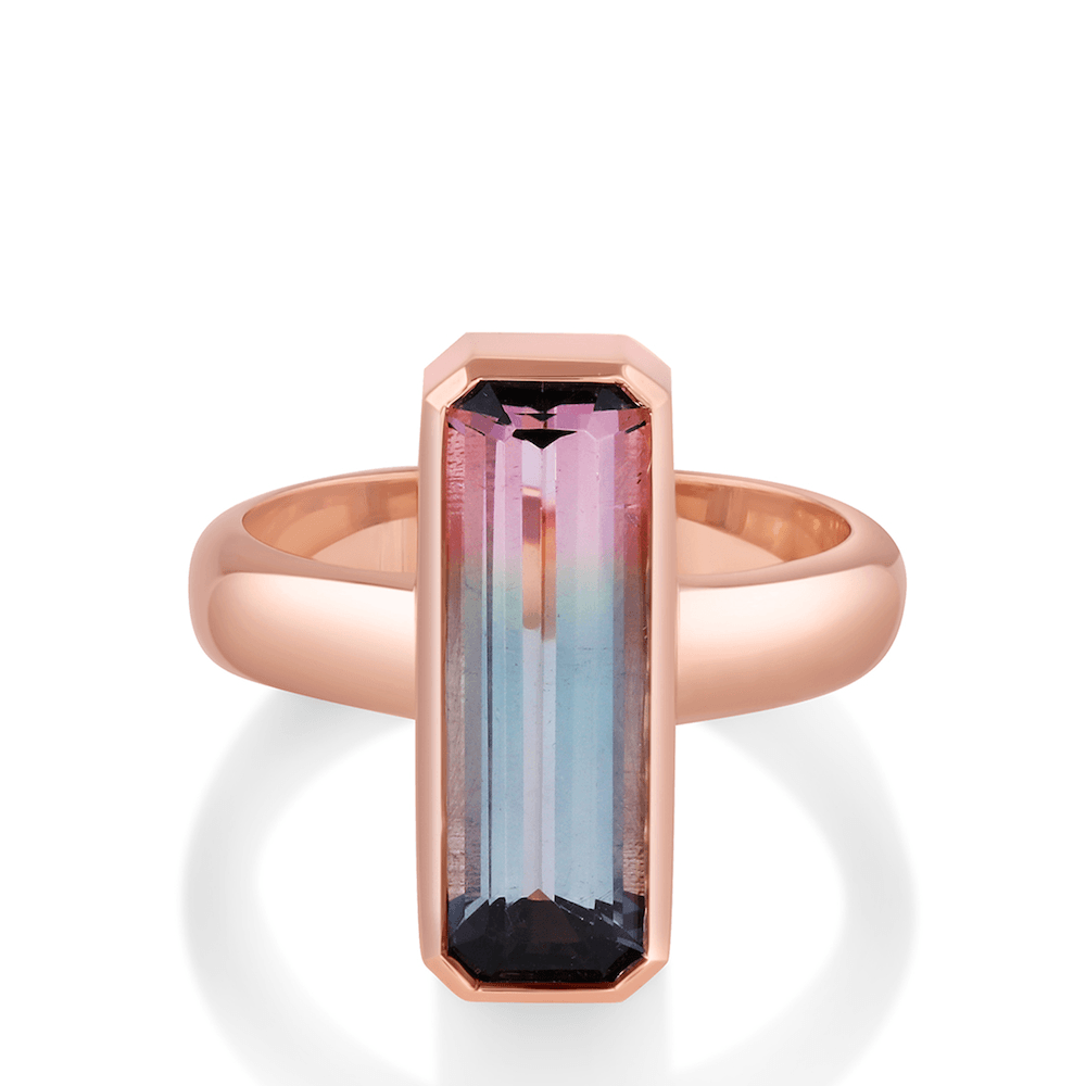 Marrow Fine Jewelry Bicolor Tourmaline Bezel Ring [Rose Gold]