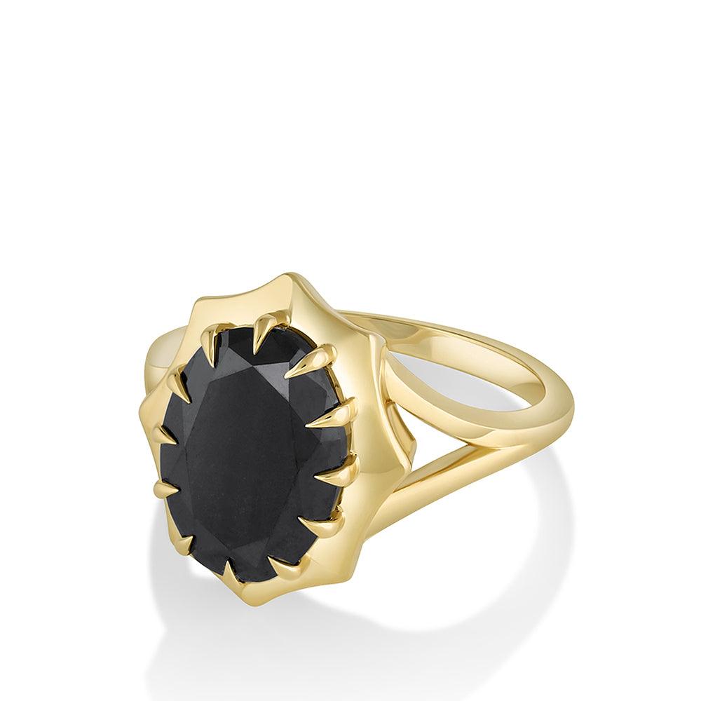 Marrow Fine Jewelry Black Diamond French Mirror Ring [Yellow Gold]