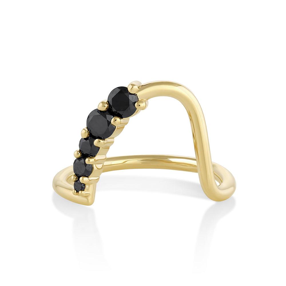 Marrow Fine Jewelry Black Diamond Lucy Wave Band [Yellow Gold]