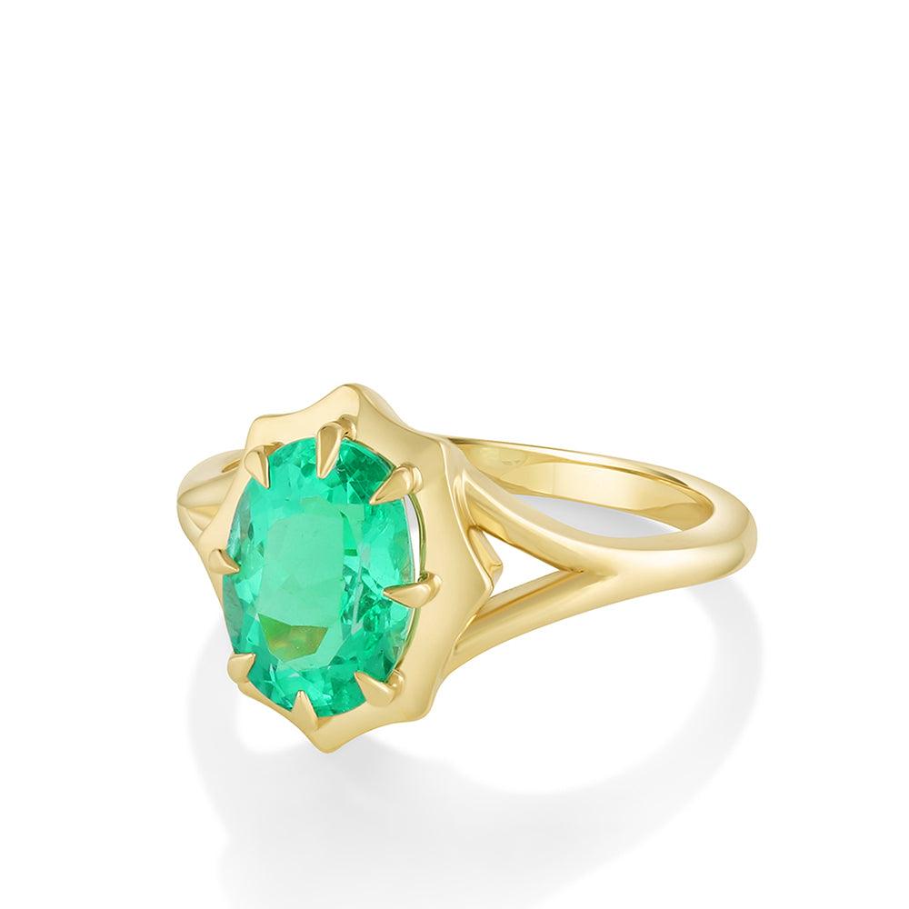 Marrow Fine Jewelry Emerald French Mirror Ring [Yellow Gold]