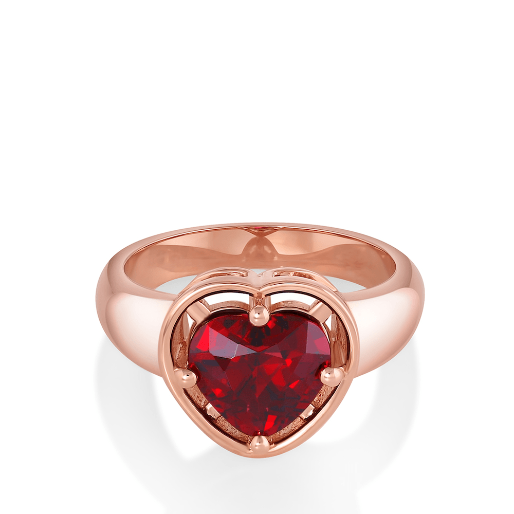 Marrow Fine Jewelry Garnet Heart Georgia Ring [Rose Gold]