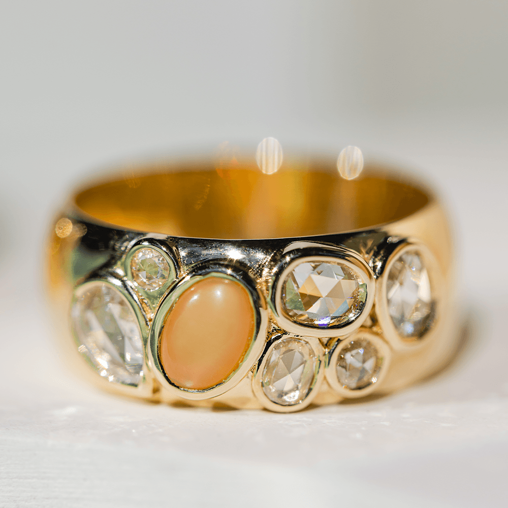 Tessera Peach Moonstone Cigar Band - Marrow Fine