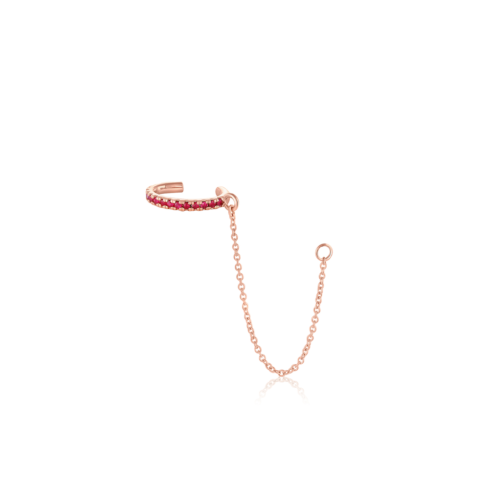 Marrow Fine Jewelry Ruby Pavé Ear Cuff And Chain [Rose Gold]