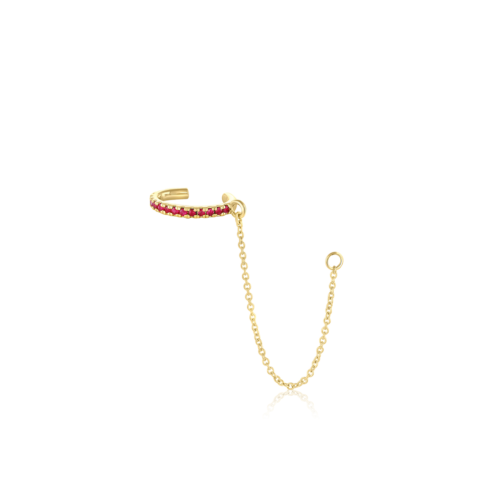 Marrow Fine Jewelry Ruby Pavé Ear Cuff And Chain [Yellow Gold]