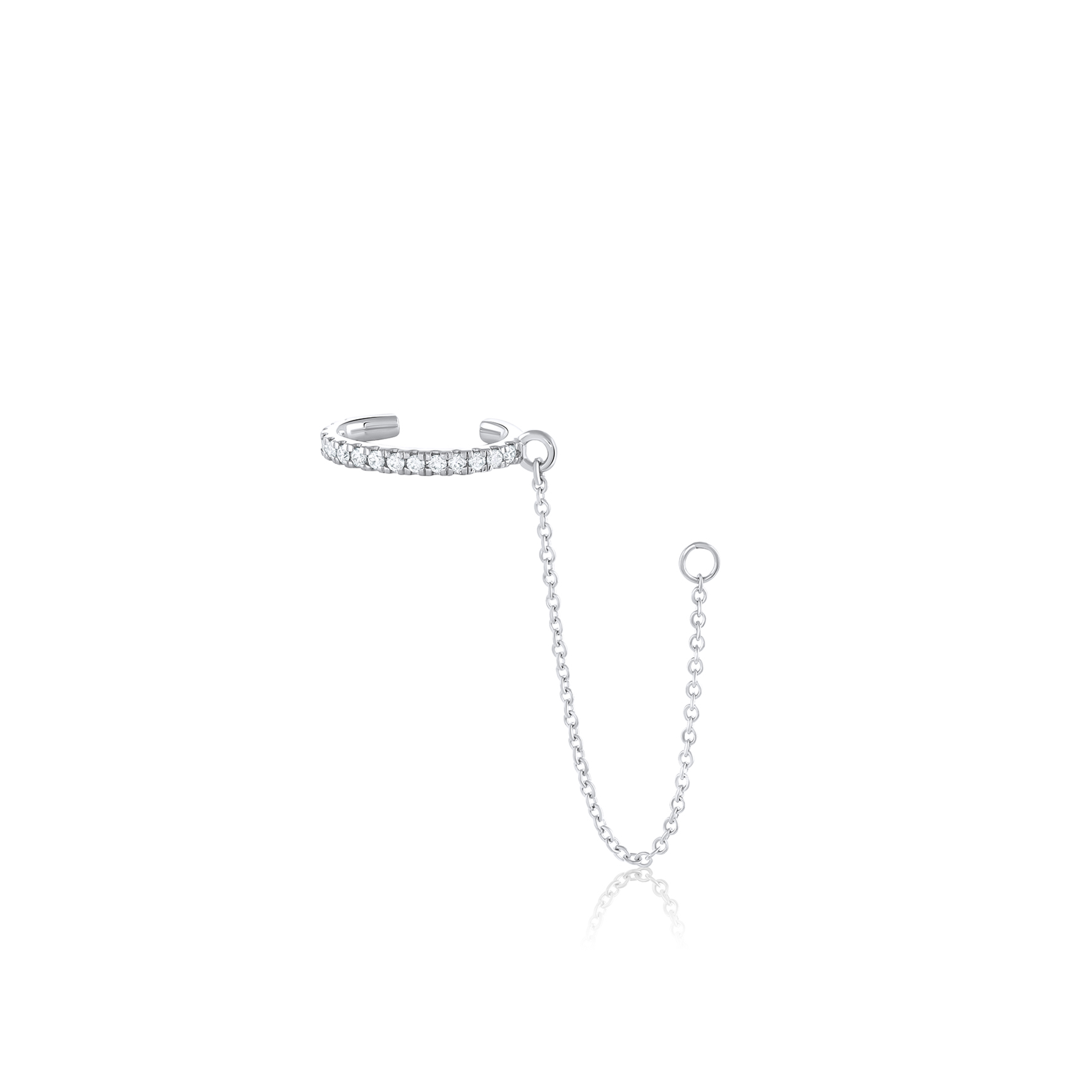 Marrow Fine Jewelry White Diamond Pavé Ear Cuff And Chain [White Gold]