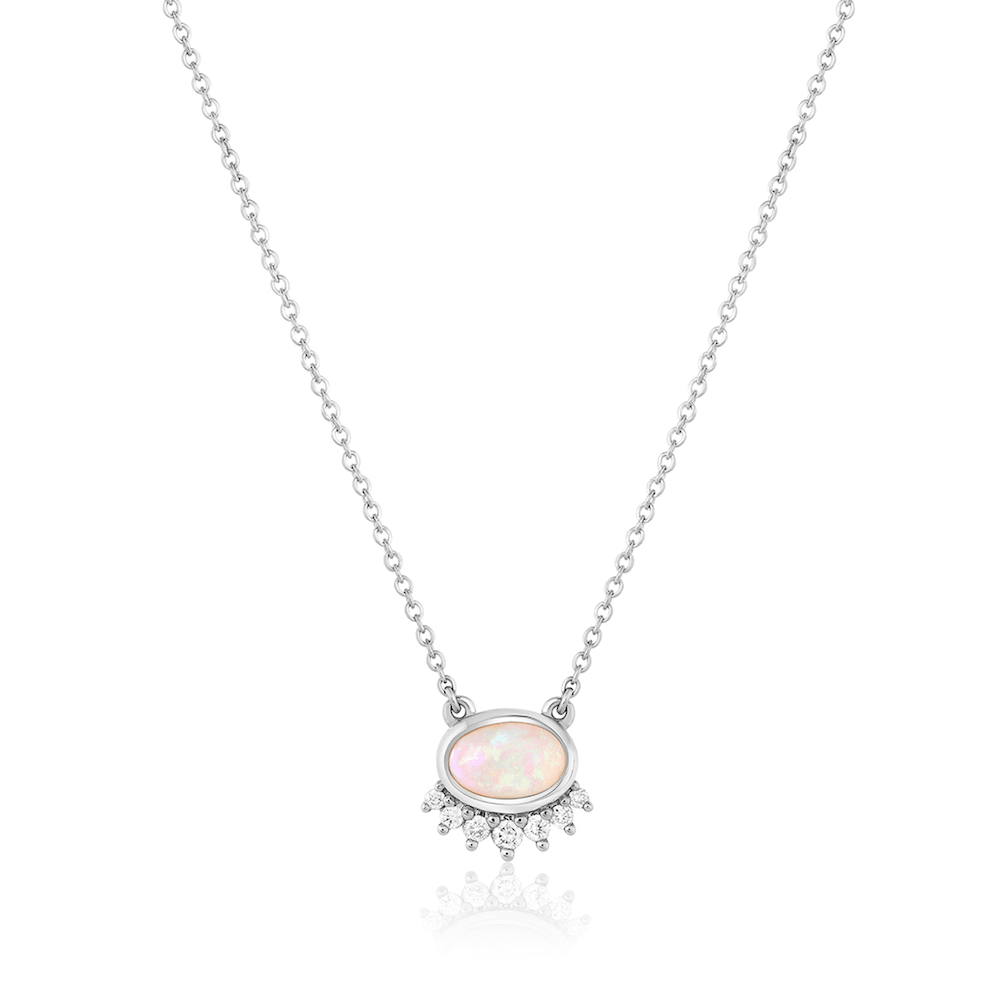 Marrow Fine Jewelry White Diamond and Opal Sunrise Chocker [White Gold]