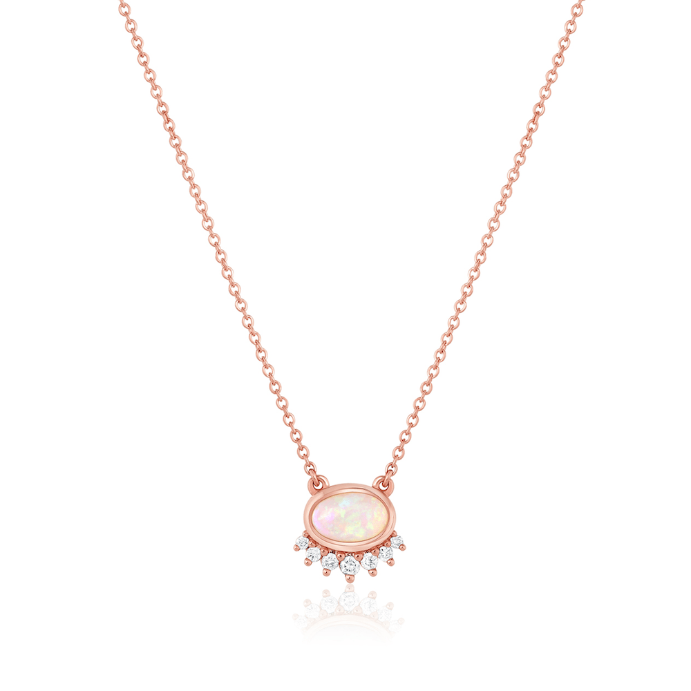 Marrow Fine Jewelry White Diamond and Opal Sunrise Chocker [Rose Gold]