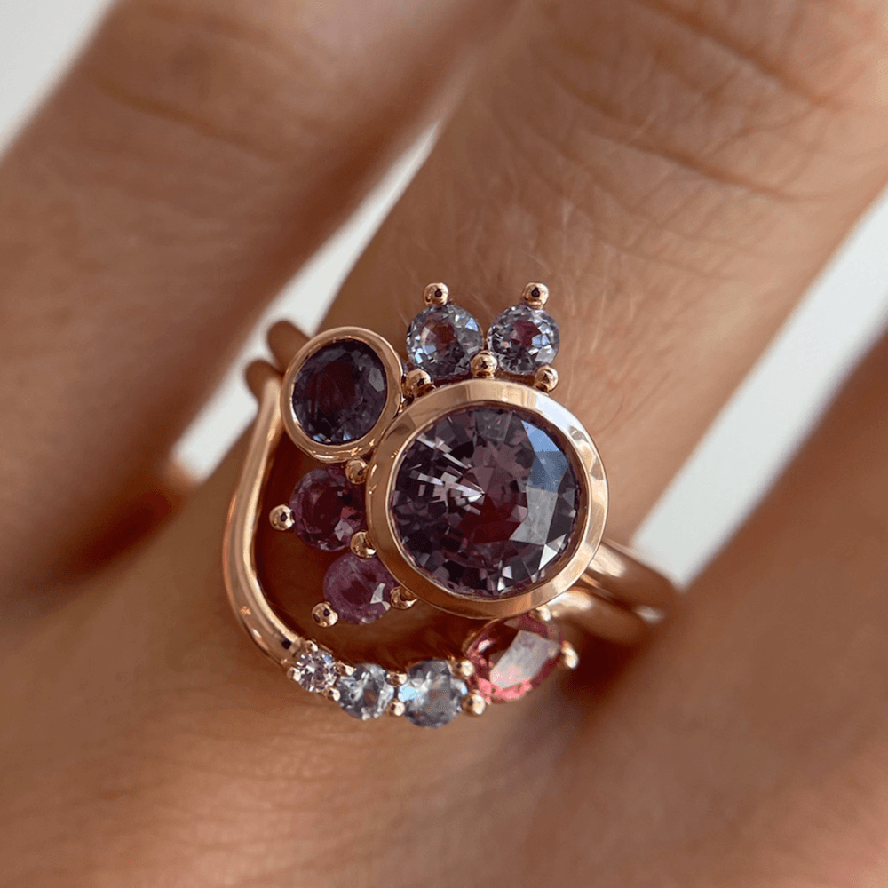 1.72ct Pink Sapphire Spray Ring - Marrow Fine